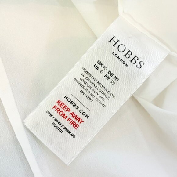 Hobbs London Womens 6 Small White Cotton Stretch Crisp Button Down Shirt Top - Picture 7 of 12